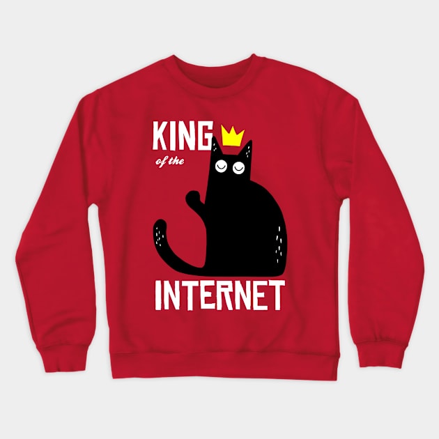 funny cat – Cat is the king of the Internet (red variant) Crewneck Sweatshirt by LiveForever